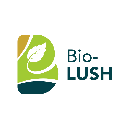 Logo for Bio-LUSH featuring a stylized leaf and the text "Bio-LUSH".